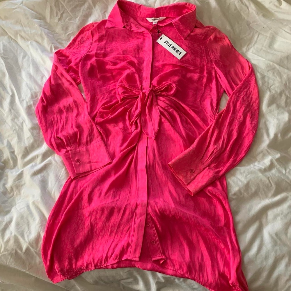 NWT Tie Curious Mini Dress in Pink Glo - Picture 7 of 9
